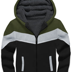 Kid's Block Stitching Fleece Jacket Zip Up Hoodie Coat