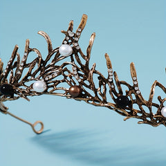Faux Pearl Headband Rhinestone Crown Tiara for Prom Party