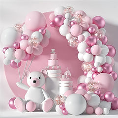 Pink Balloons Arch Wreath Set for Baby Girl Shower Decor