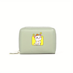 Cartoon Cat Coin Purse Girls PU Leather Zipper Small