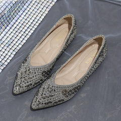 Studded Knit Ballet Flats Soft Sole Slip On Anti-Skid Shoes