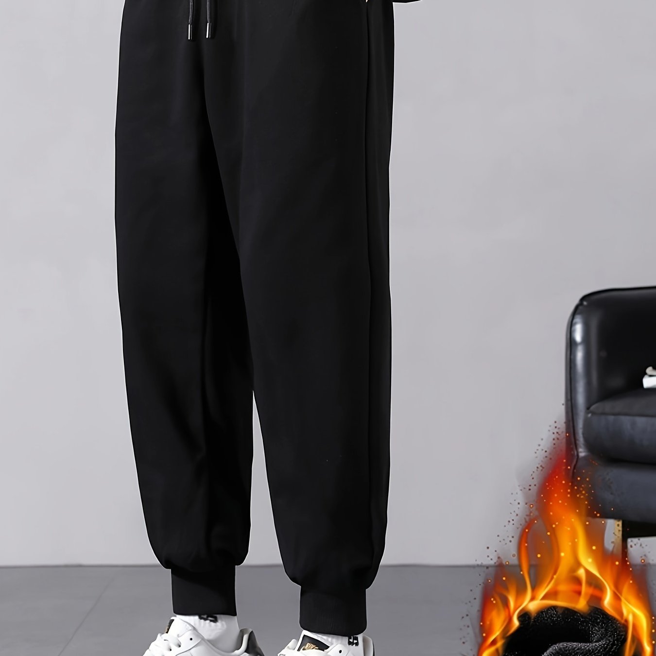 Men's Fleece Sweatpants Stretch Joggers for Winter