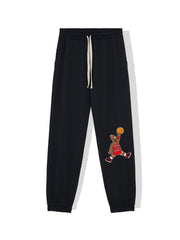 Cartoon Basketball Element Print Casual Sports Sweatpants