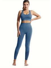 Women's 2pcs Argyle Sports Bra & Leggings Set