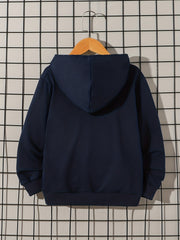 Boys Gamepad Print Hooded Sweatshirt for Spring Fall