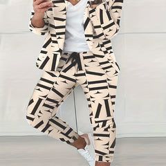 Allover Print Blazer & Pants Set for Women