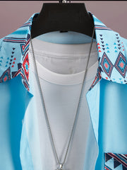 Bohemian Style Men s Short Sleeve Lapel Shirt
