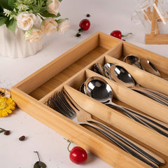 Bamboo Storage Tray 5 Compartment Organizer