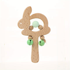 Beech Rabbit Rattle Wooden Silicone Children's Early Education Toy