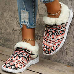 Geometric Print Warm Sneakers Lightweight Casual Walking Shoes