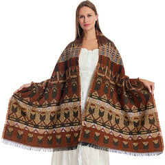 National Style Warm Blanket Fringed Shawl Wrap