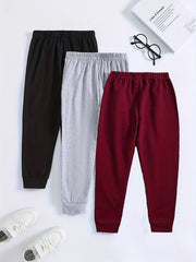 3pcs Boys Active Sweatpants Smiling Print Kids Clothing