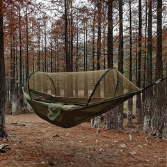 Nylon Hammock with Quick Opening Mosquito Net for Outdoor Camping