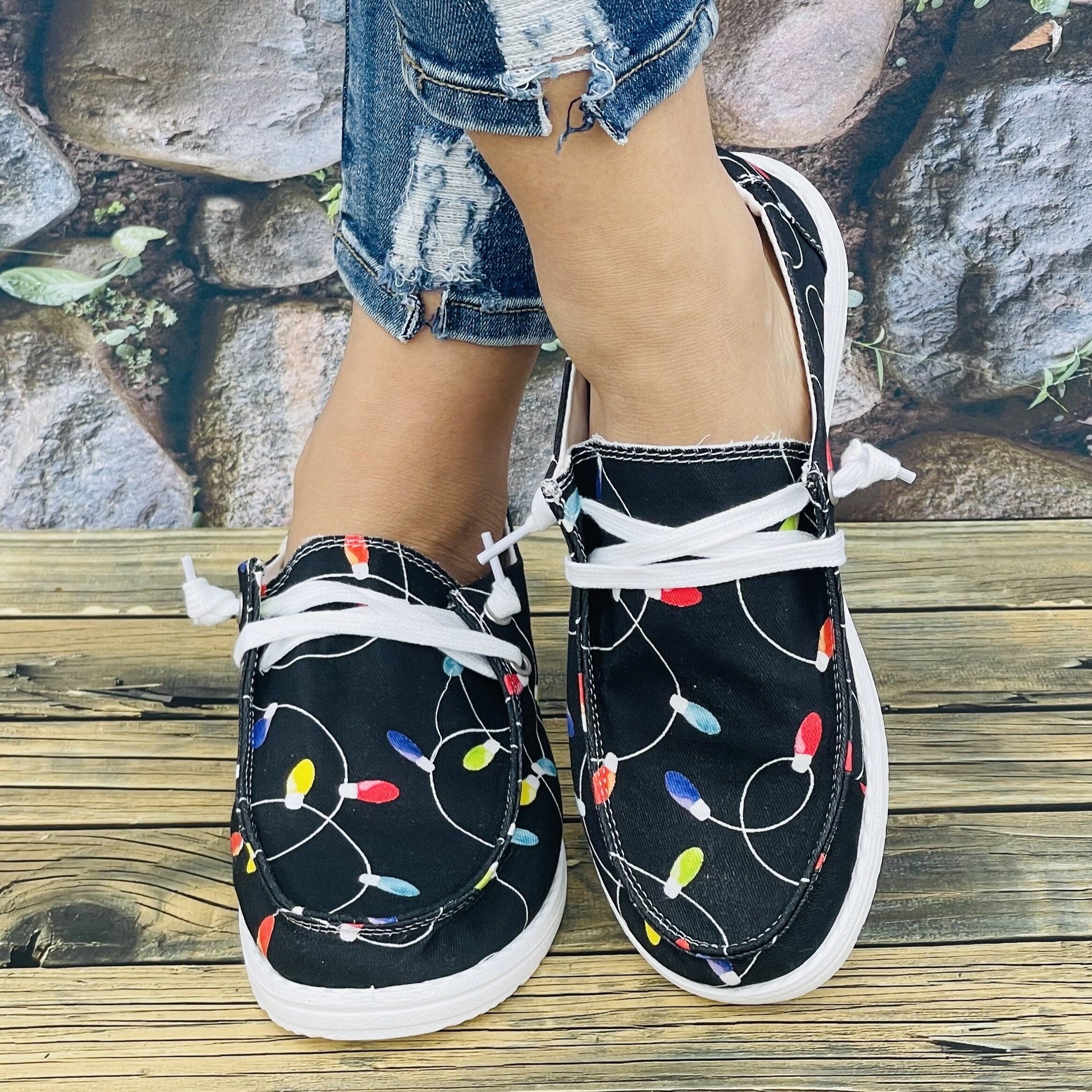 Women's Christmas Lights Pattern Sports Shoes Lightweight Walking Shoes