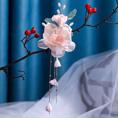 Silk Flower Headband Hair Clip Tassel Pair Clip Ladies Hair Accessories
