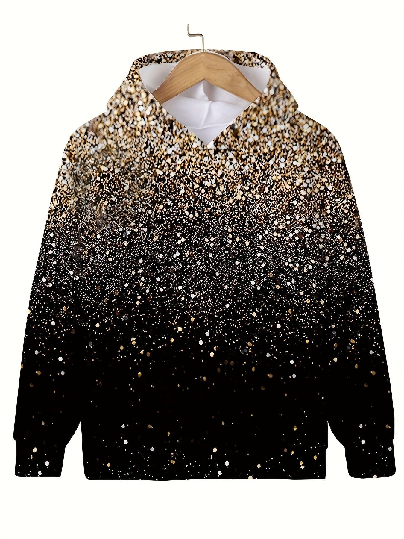 Gradient Sequin Effect Long Sleeve Hooded Pullover Girls Boys Hoodies