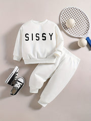 Toddler Baby SISSY Print Sweatshirt and Jogger Set