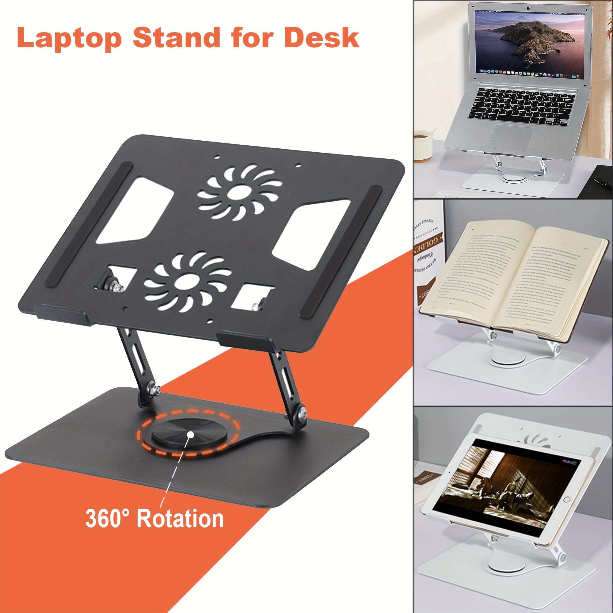 Laptop Stand Tablet Holder 360 Degree Rotation Anti Slip Adjustable Height Stand