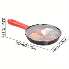 Kids Pretend Play Kitchen Toy Set with Frying Pan, Pot, Food & Accessories