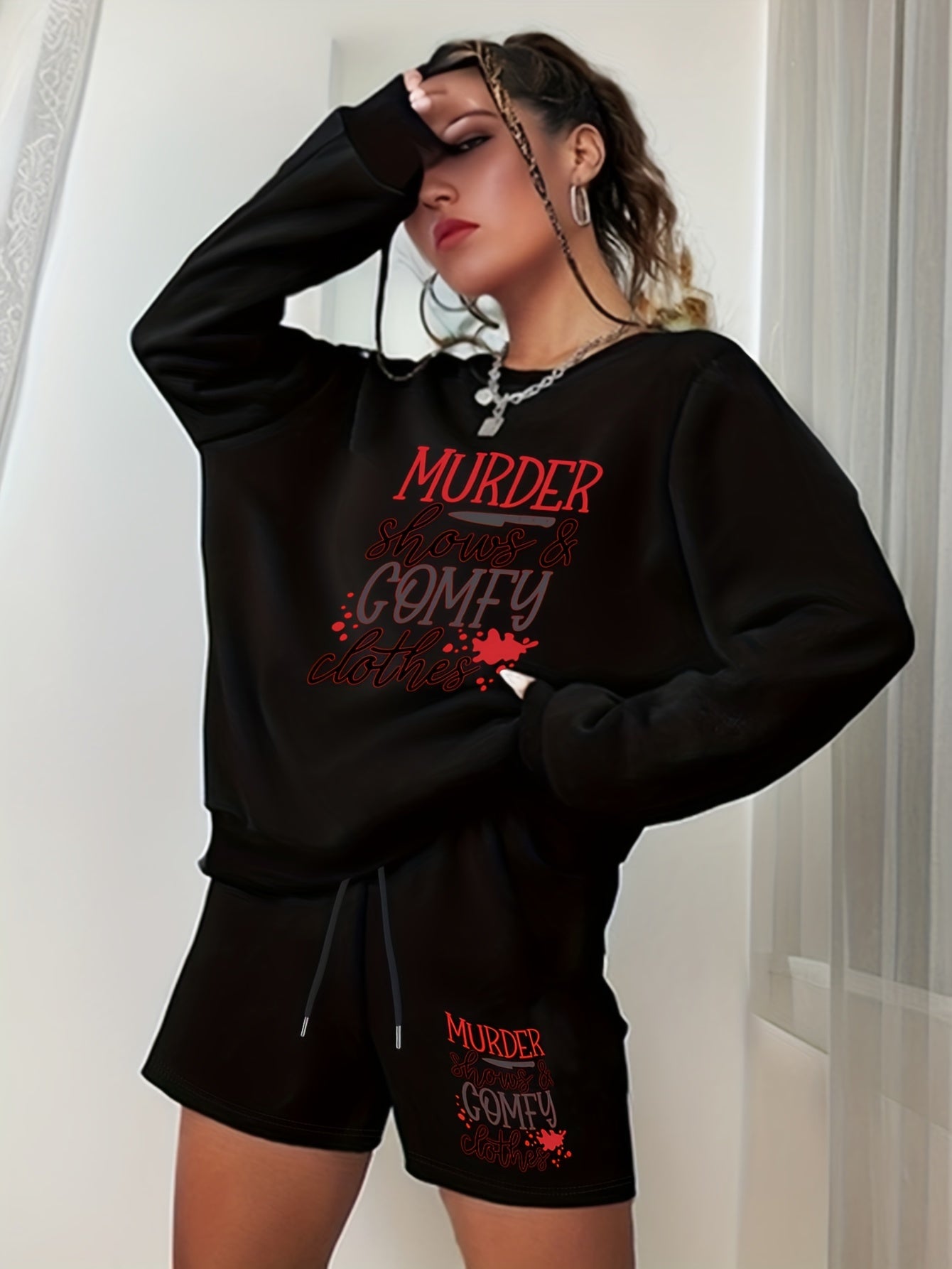 Halloween Women's Sweatshirt & Shorts Set