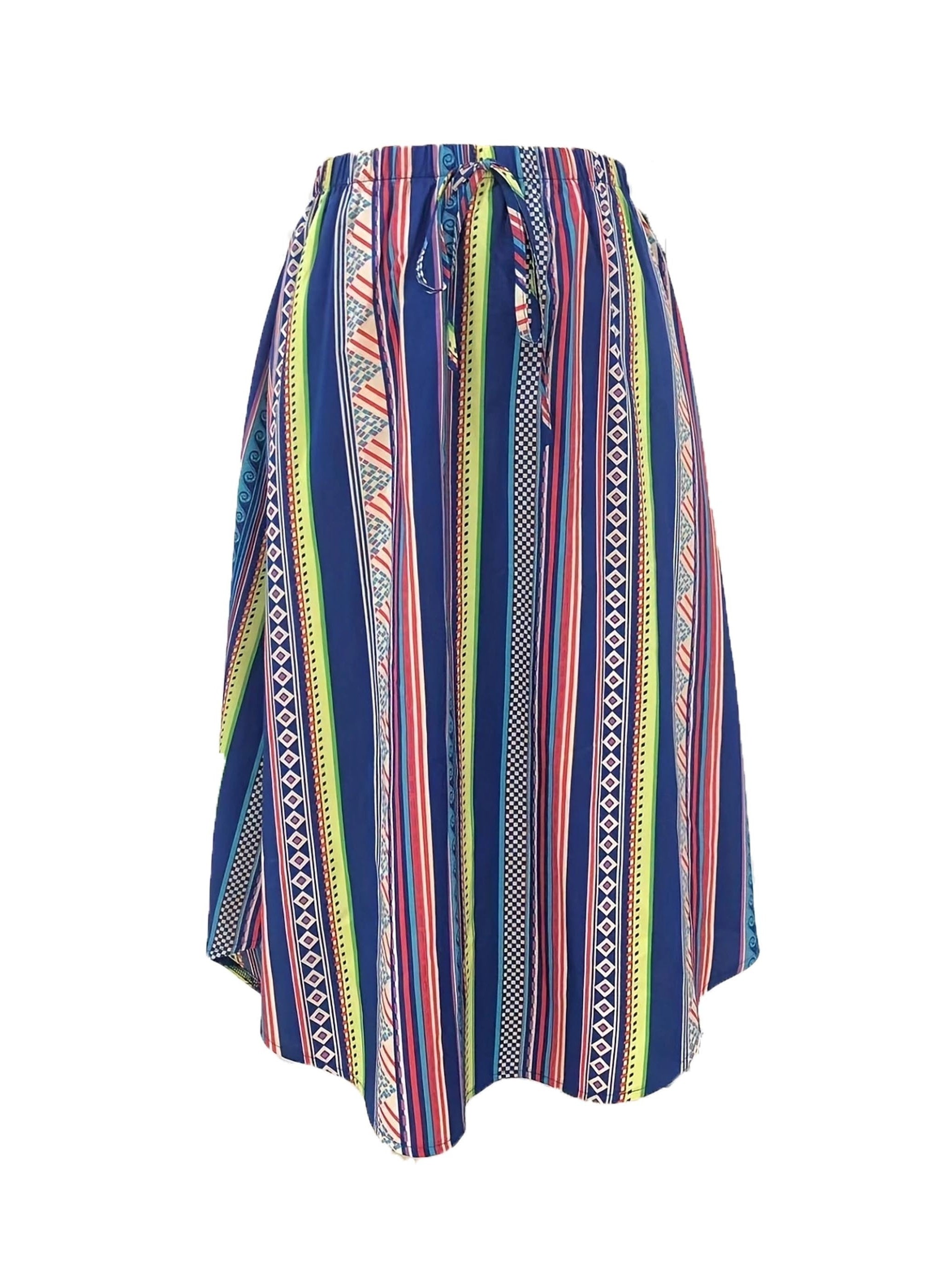 Geo Print Drawstring Skirt for Women