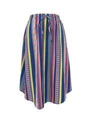 Geo Print Drawstring Skirt for Women