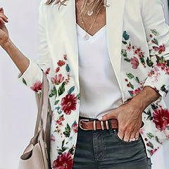 Floral Print Plus Size Long Sleeve Boho Blazer