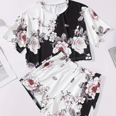 Floral Lounge Set Short Sleeve Top & Shorts Women's Loungewear