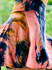 Tie Dye Sports Skort Wide Waistband Built in Shorts Fitness Skort