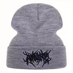 Gothic Style Letter Embroidery Knitted Hat Warm Hat