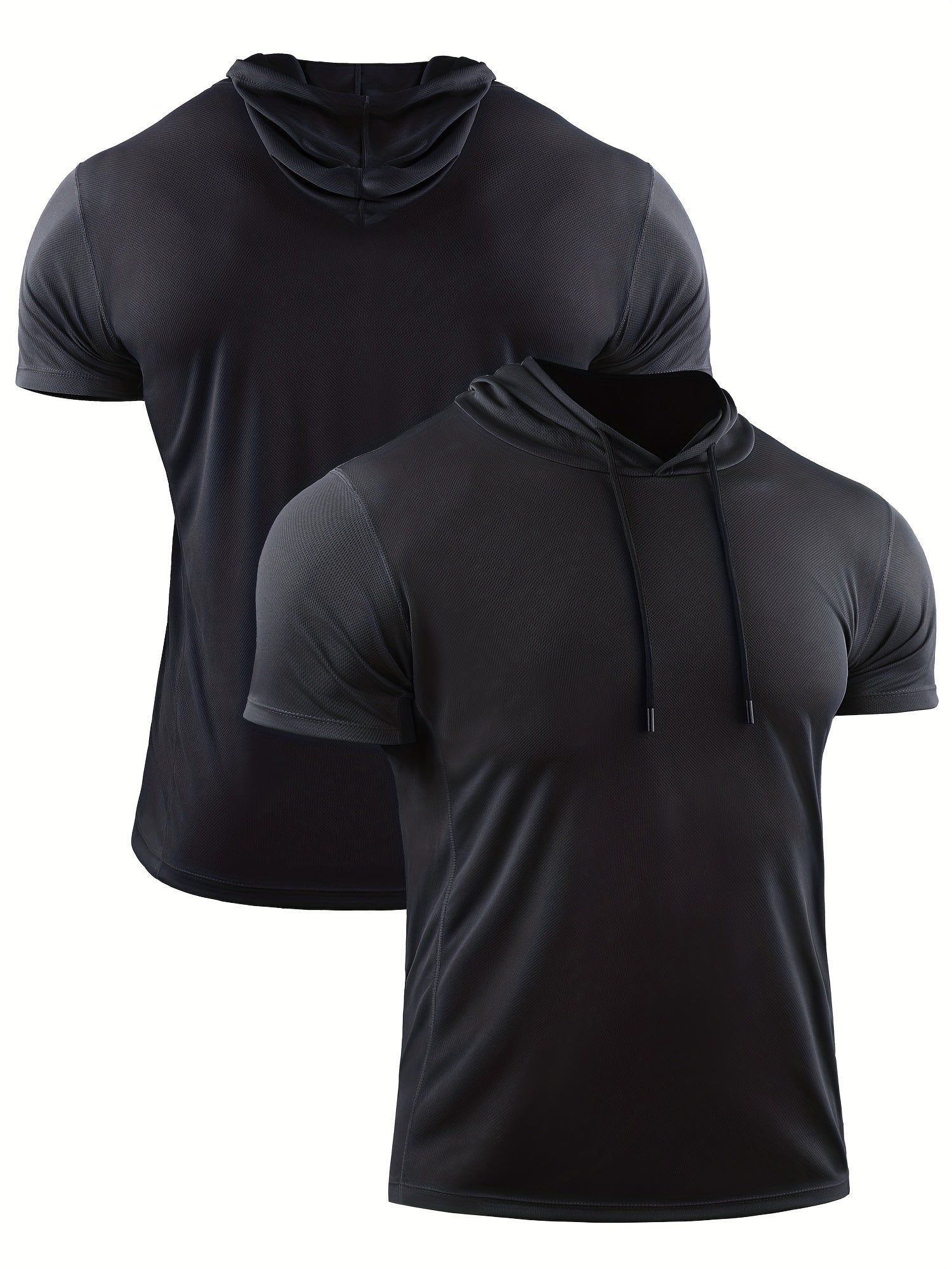 Men's Casual Sports Shirt Quick Dry Hooded Short Sleeve Top