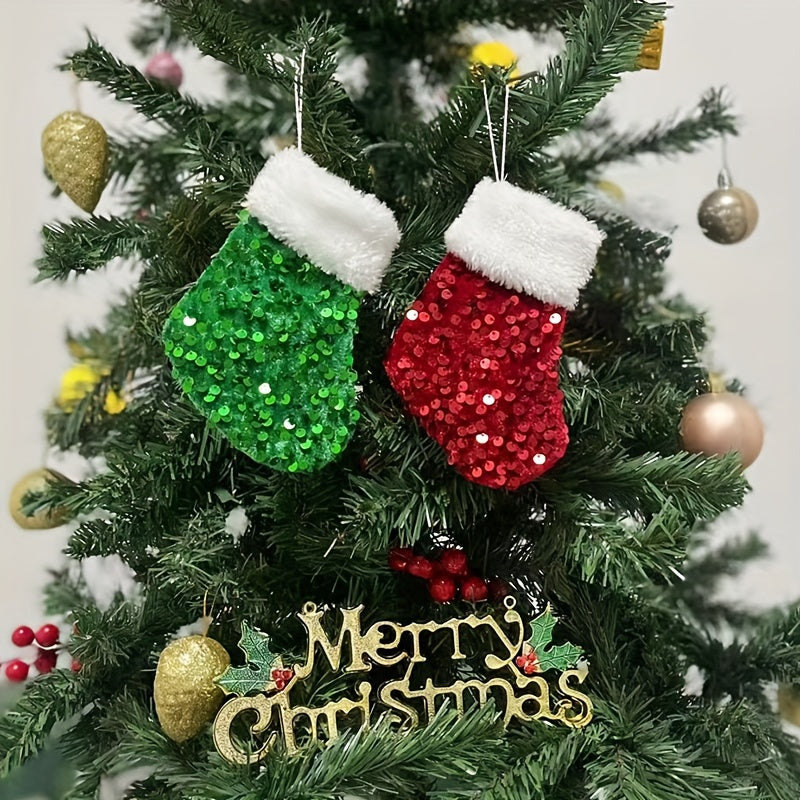 Mini Christmas Sock Beads Decoration Mini Socks Tree Pendant Hanging Gift Bag