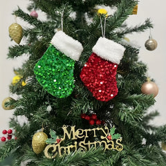 Mini Christmas Sock Beads Decoration Mini Socks Tree Pendant Hanging Gift Bag