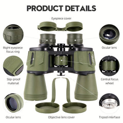 20x50 Binoculars BAK4 Prism Low Light Night Vision High Power Waterproof