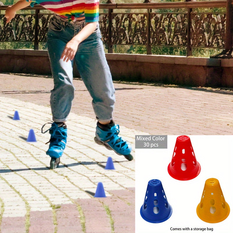 30pcs Roller Skating Training Cones W/Storage Bag for Competitions