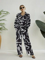 Abstract Print Casual Two piece Set