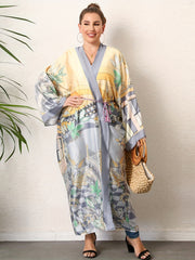 Floral Print Long Sleeve Cover Up with Belt