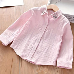 Girls Embroidered Collar Shirt Spring Autumn