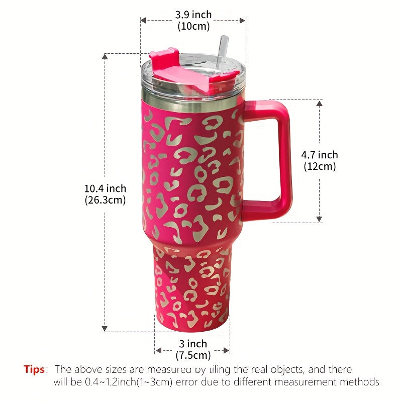 Leopard Printed 40oz Stainless Steel Water Bottle Leakproof Insulated