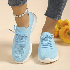 Women's Knit Sneakers Low Top Lace Up Shoes