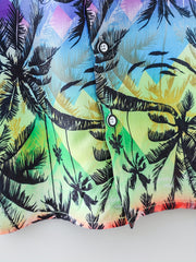 Boys Colorful Flower And Trees Short Sleeve Shirt