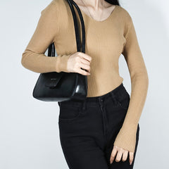 Solid V Neck Sweater Long Sleeve Casual Tops for Women
