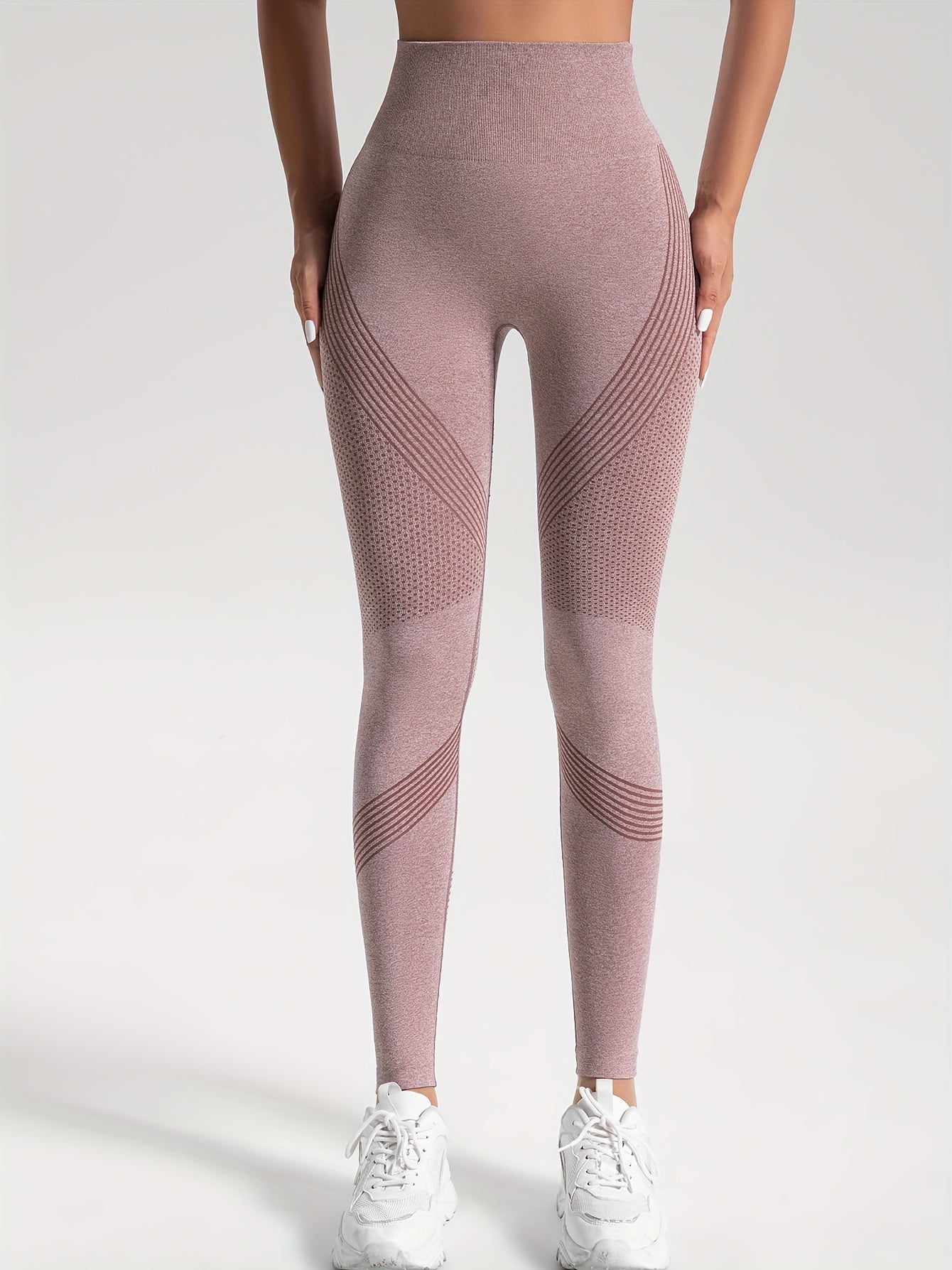 Stretchy Knit High-Waisted Leggings for Yoga and Running