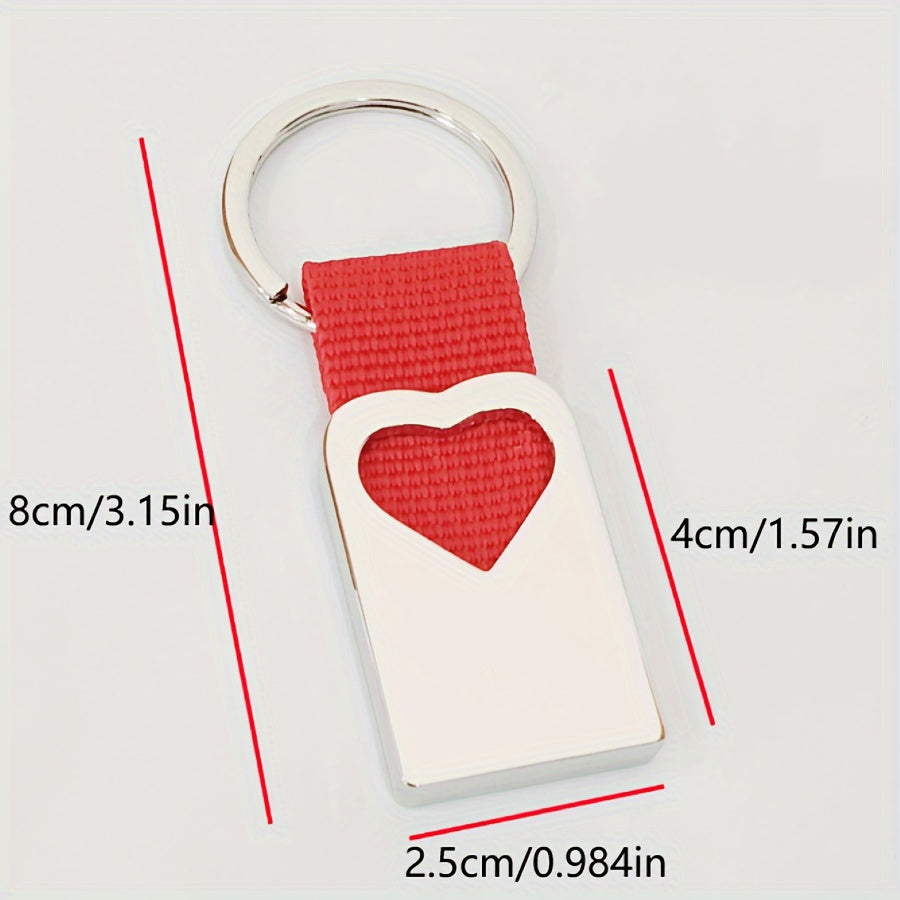 Heart Shape Metal Keychain with Woven Tape - Creative Keychain