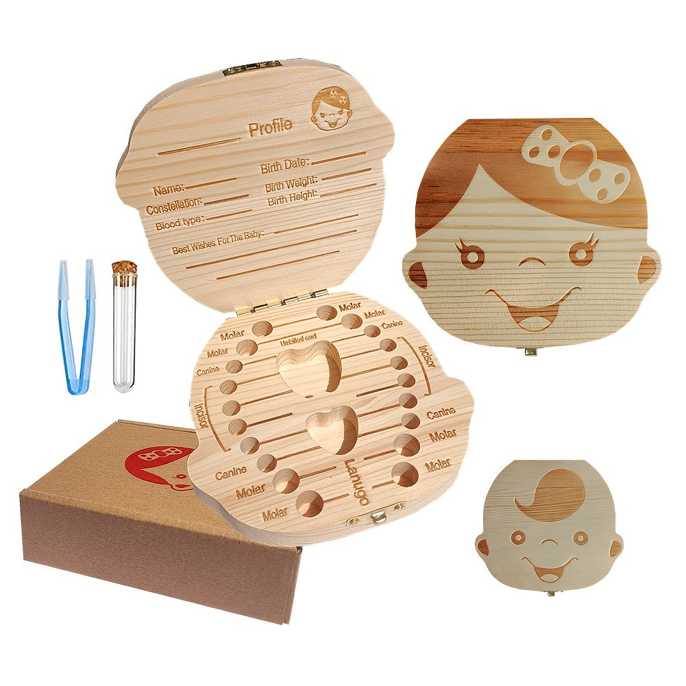 Baby Tooth Box Wooden Teeth Saver Box Children Keepsake Organizer