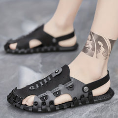 Men's Leather Hiking Sandals Non Slip Beach Sandals