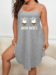 Halloween Lounge Dress Women's Bee Ghost Print Stretch Cami Nightdress