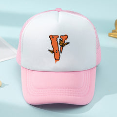 Girls Sunshade Breathable Mesh Baseball Cap Butterfly V Pattern Outdoor