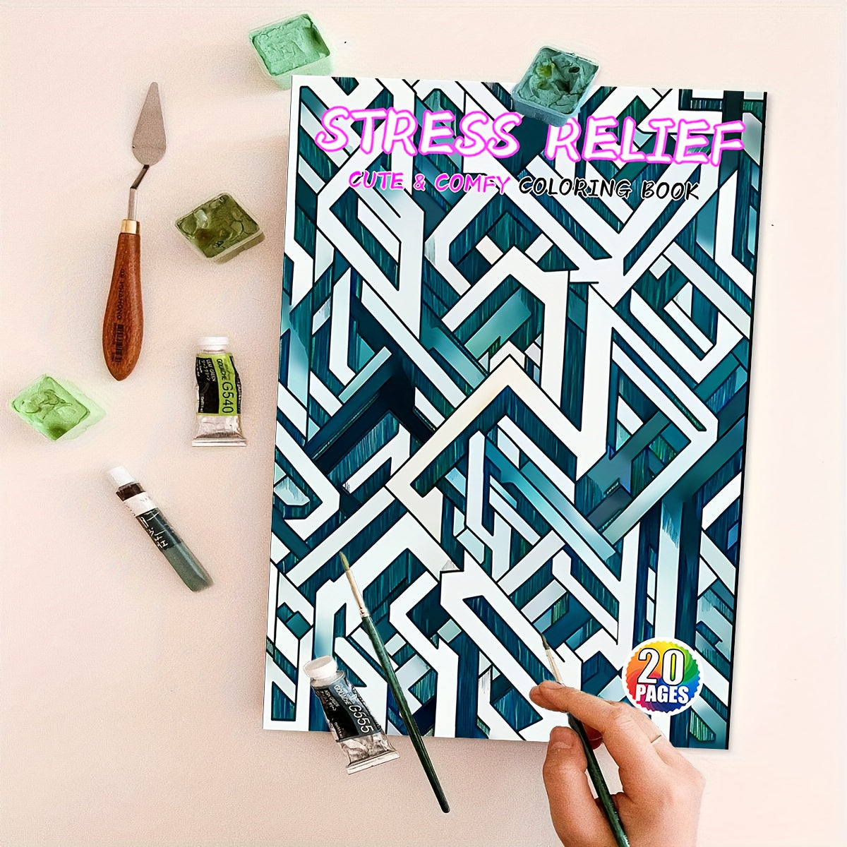 Adult Coloring Book Stress Relief 20 Pages 21x21 cm Thick Paper