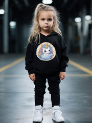 Chubby Unicorn Print Hoodies Pants Set for Kids